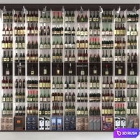 Large wine cabinet with collection wine. Alcohol 3D Model Corona