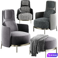 Minotti Tape Bergere Armchair 3D Model Vray, Corona