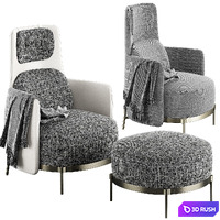 Minotti Tape Bergere Armchair 3D Model Vray, Corona