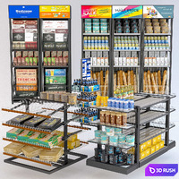 Jc Grocery Display Rack Collection 3D Model Vray