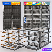 Jc Grocery Display Rack Collection 3D Model Vray