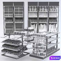 Jc Grocery Display Rack Collection 3D Model Vray