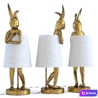 Table Lamp Animal Rabbit Gold 3D Model Corona