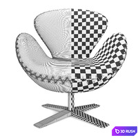 Armchair Swan Black 3D Model Vray