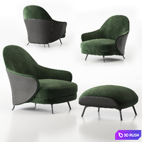 Armchair minotti angie 3D Model Vray, Corona