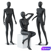 Two female mannequins stand and one sits on a white square stool 58 3D Model Vray