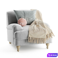 Rose fabric armchair 3D Model Vray