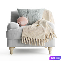 Rose fabric armchair 3D Model Vray