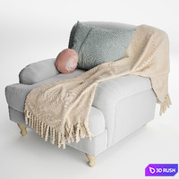 Rose fabric armchair 3D Model Vray