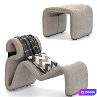 Jan Ekselius Etcetera lounge chair and pouf 3D Model Vray