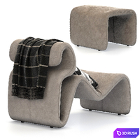 Jan Ekselius Etcetera lounge chair and pouf 3D Model Vray