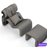Jan Ekselius Etcetera lounge chair and pouf 3D Model Vray