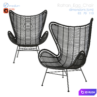 Wicker chair 2 3D Model Vray, Corona
