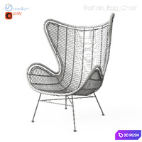 Wicker chair 2 3D Model Vray, Corona