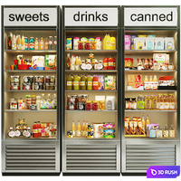 Refrigerator in the supermarket with sauces, cereals and groceries. Food 15 3D Model Corona