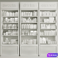 Refrigerator in the supermarket with sauces, cereals and groceries. Food 15 3D Model Corona