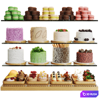 Showcase with cakes and desserts 3D Model Corona