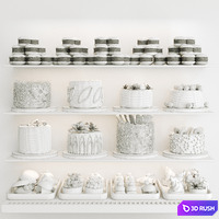 Showcase with cakes and desserts 3D Model Corona