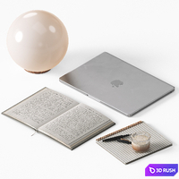 Workplace decor 3D Model Vray, Corona