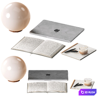 Workplace decor 3D Model Vray, Corona