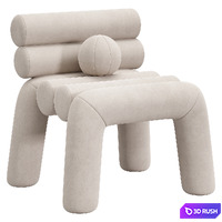 Beige Velvet Accent Chair by Homary 3D Model Corona