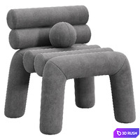 Beige Velvet Accent Chair by Homary 3D Model Corona