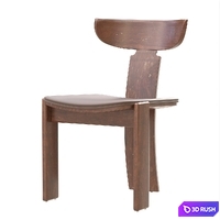 Purist Brutalist Monk Dining Chair 3D Model Vray, Corona