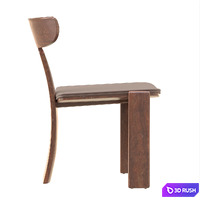 Purist Brutalist Monk Dining Chair 3D Model Vray, Corona