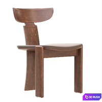 Purist Brutalist Monk Dining Chair 3D Model Vray, Corona