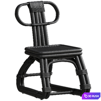 Urbana Dining Chair Black Rattan 3D Model Vray, Corona