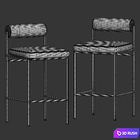 Half bar stool Balla dark gray 3D Model Vray, Corona