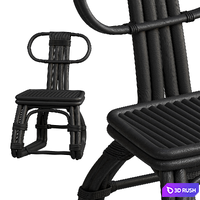 Urbana Dining Chair Black Rattan 3D Model Vray, Corona