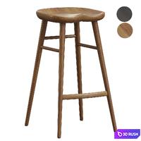 Alma Brown Solid Wood Bar Stool 3D Model Corona