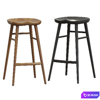 Alma Brown Solid Wood Bar Stool 3D Model Corona