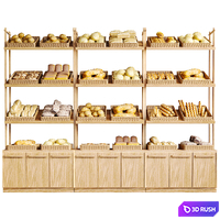 Showcase in a supermarket or cafe with pastries, bread and croissants 3D Model Corona