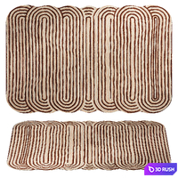 Veta Burgundy and Ivory Geo Tufted Wool Area Rug 3D Model Vray, Corona