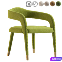 Lucia Green Velvet Dining Chair 3D Model Vray, Corona