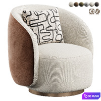 Armchair BORDEAUX 3D Model Vray, Corona