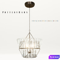Potterybarn French bottle chandelier 3D Model Vray