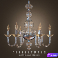 Blown Glass Chandelier 3D Model Corona