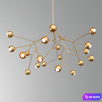 Boom Brass Chandelier 3D Model Vray