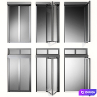 Folding Metal Automatic Doors 3D Model Vray, Corona