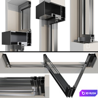 Folding Metal Automatic Doors 3D Model Vray, Corona