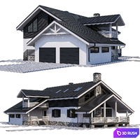 Chalet style house with fireplace 3D Model Corona