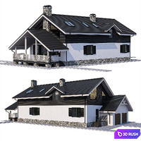 Chalet style house with fireplace 3D Model Corona