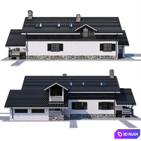 Chalet style house with fireplace 3D Model Corona