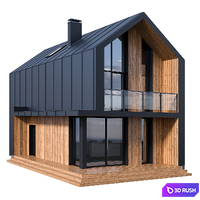 Two-storey barnhouse with terrace 3D Model Corona