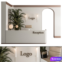 Reception Desk and Wall Decoration - Office Set 239 3D Model Vray, Corona