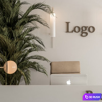 Reception Desk and Wall Decoration - Office Set 239 3D Model Vray, Corona