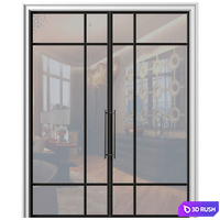 Interior Doors in Art Deco style .Glass Swing Loft Doors. Interior Modern Doors 3D Model Vray, Corona
